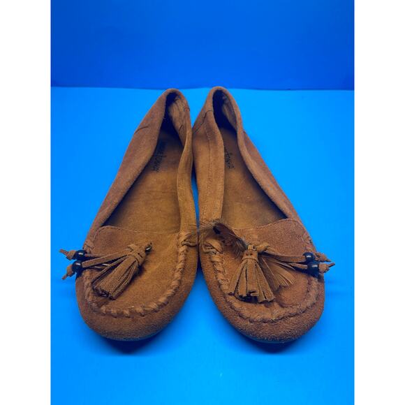 Women's Minnetonka Beaded Fringe Moccasins Brown Suede Leather size 8.5 - Picture 9 of 10